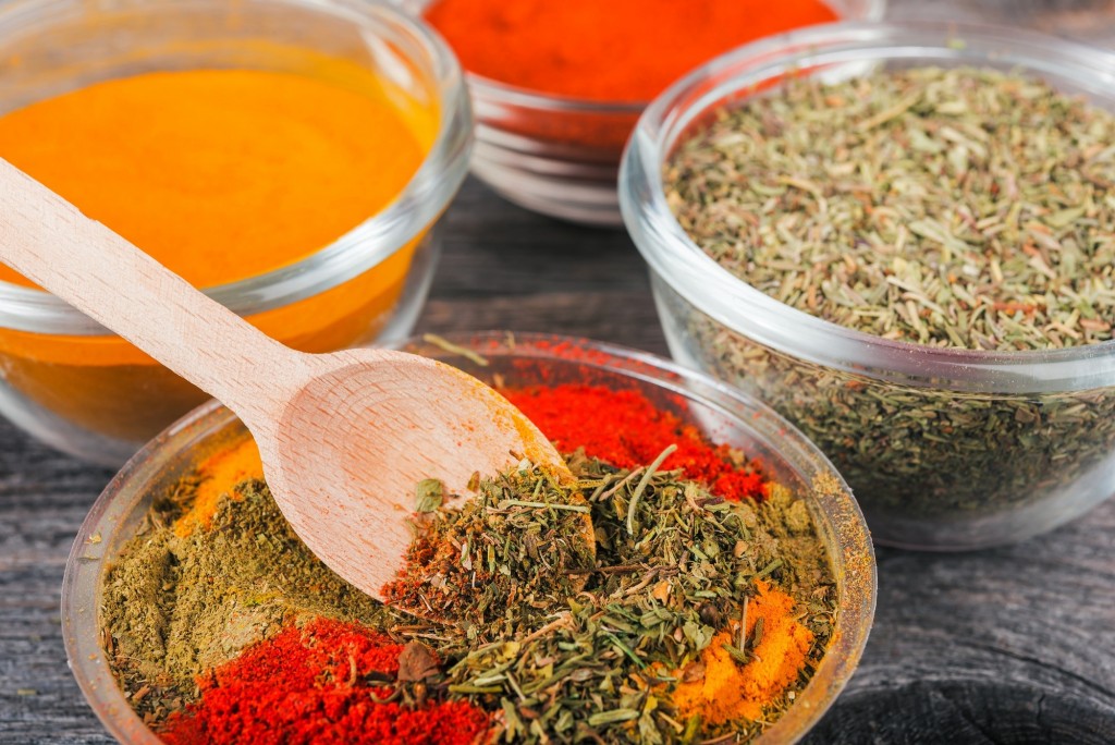 Close up cooking ingredients, spices, herds