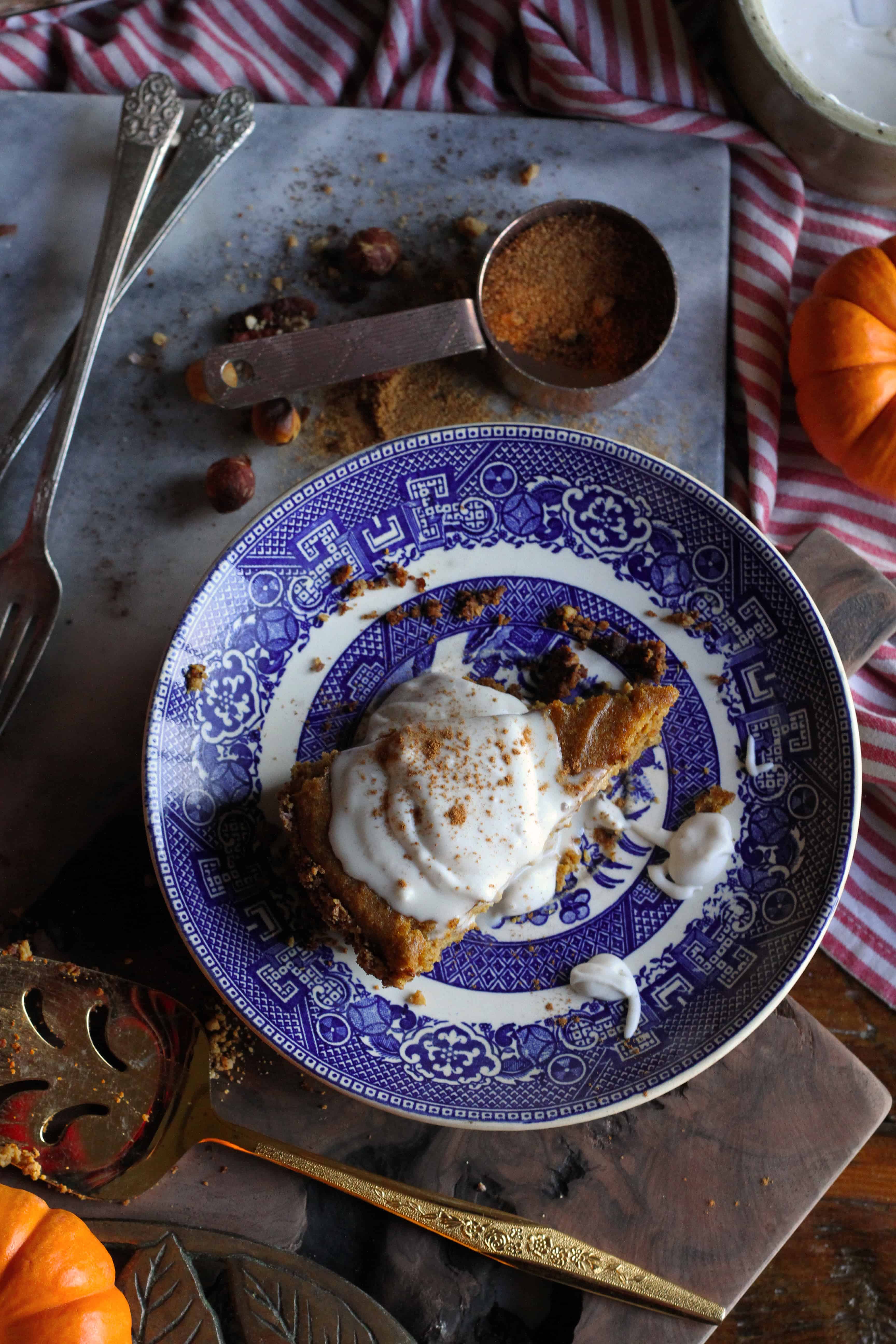 Paleo Tahini Pumpkin Pie and Maple Cardamom Coconut Whipped Cream