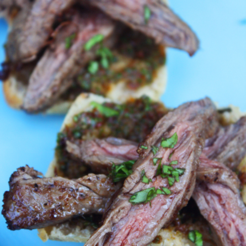 Grilled Skirt Steak Sandwiches with Tomato Pesto Saving Dinner